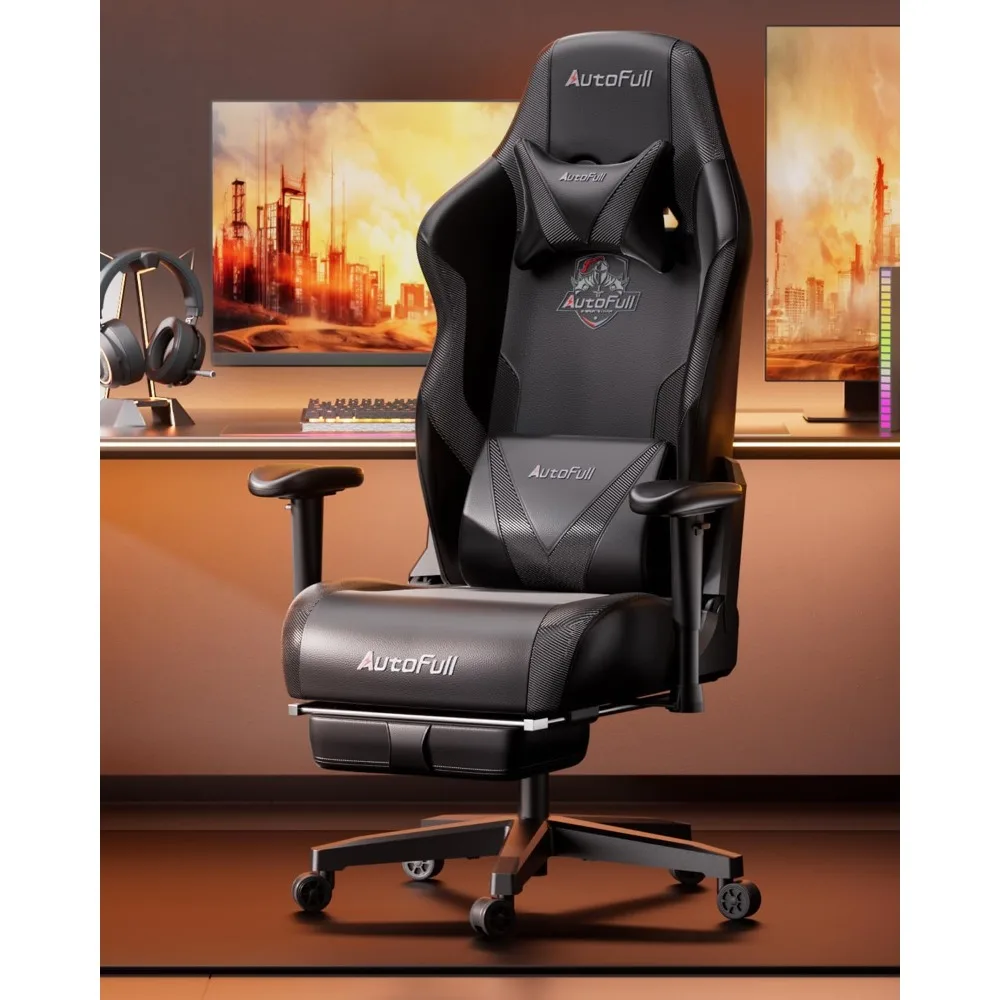 C3 Gaming Chair, Ergonomic Wingless Cushion Computer Chair,PU Leather Racing Style Office Chair with Lumbar Support Pillow