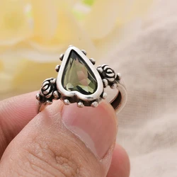 Romantic Love Heart Shiny Crystal Retro Thai Silver Female Ring Propose Jewellery Gifts No Fade