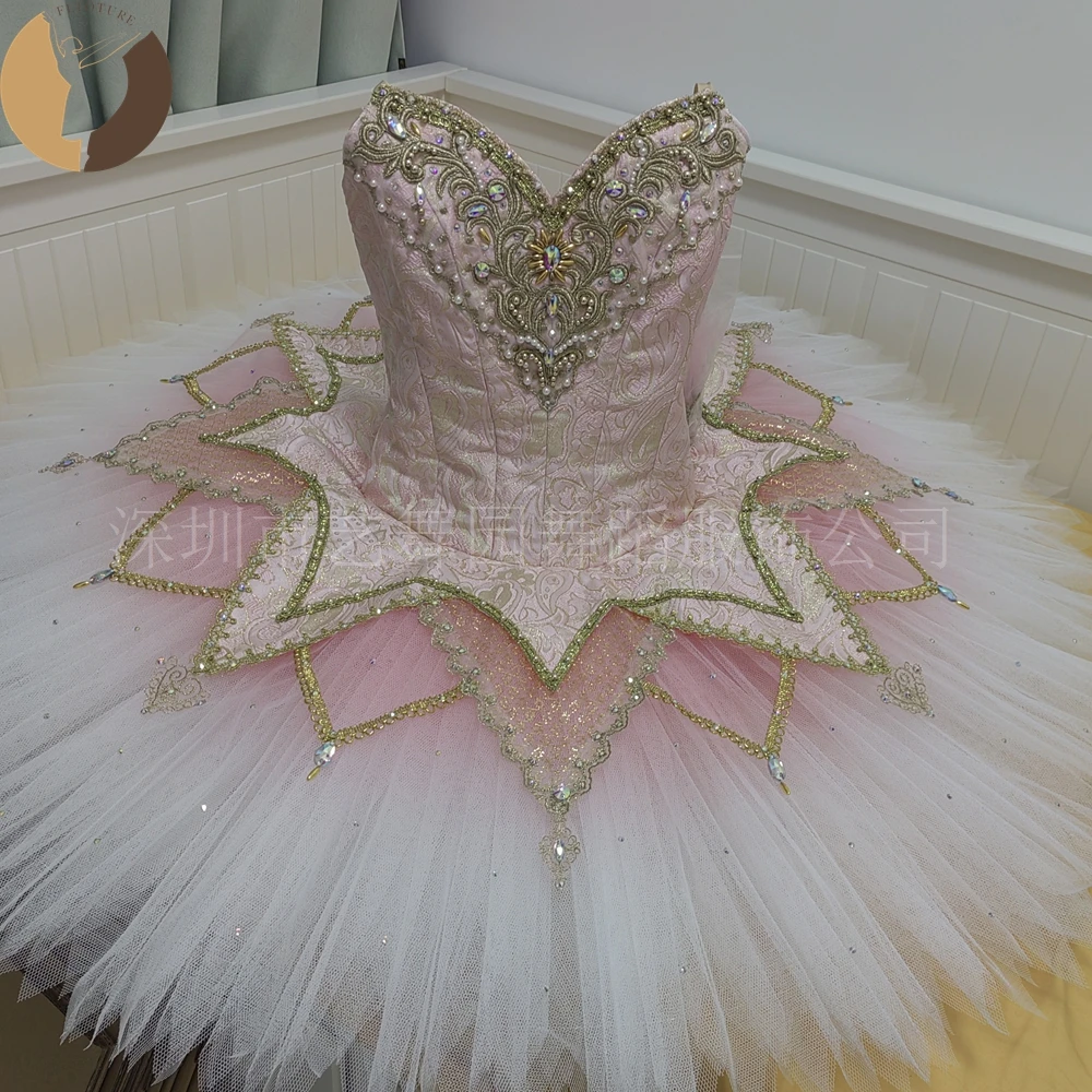 

FLTOTURE YN2054 Amazing Classical Girls Ballerina Ballet Variation Costumes Dress The fairy of Dolls Pancake Pink Tutu Skirt