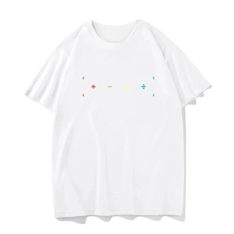 Minimalist Math Symbols T Shirt Add Subtract Multiply Divide Print Short Sleeve Casual  Tops For Men Women Design Streetwear Tee