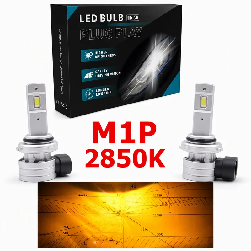 3000K CSP 9005 9006 LED Headlight Bulb 55W 12V Mini Wireless Turbo Auto Headlamp Dual Color Plug&Play Lamps Replacement Light