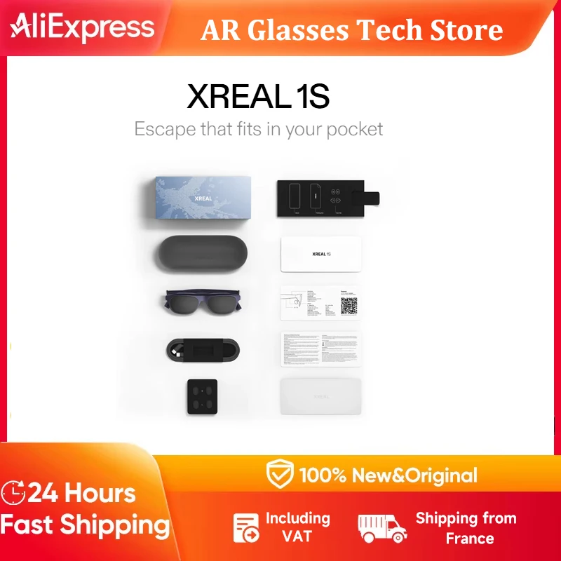 Lunettes de réalité augmentée XREAL 1S, 3DoF, 3D réel natif, puce X1 pour iPhone 17/16/15