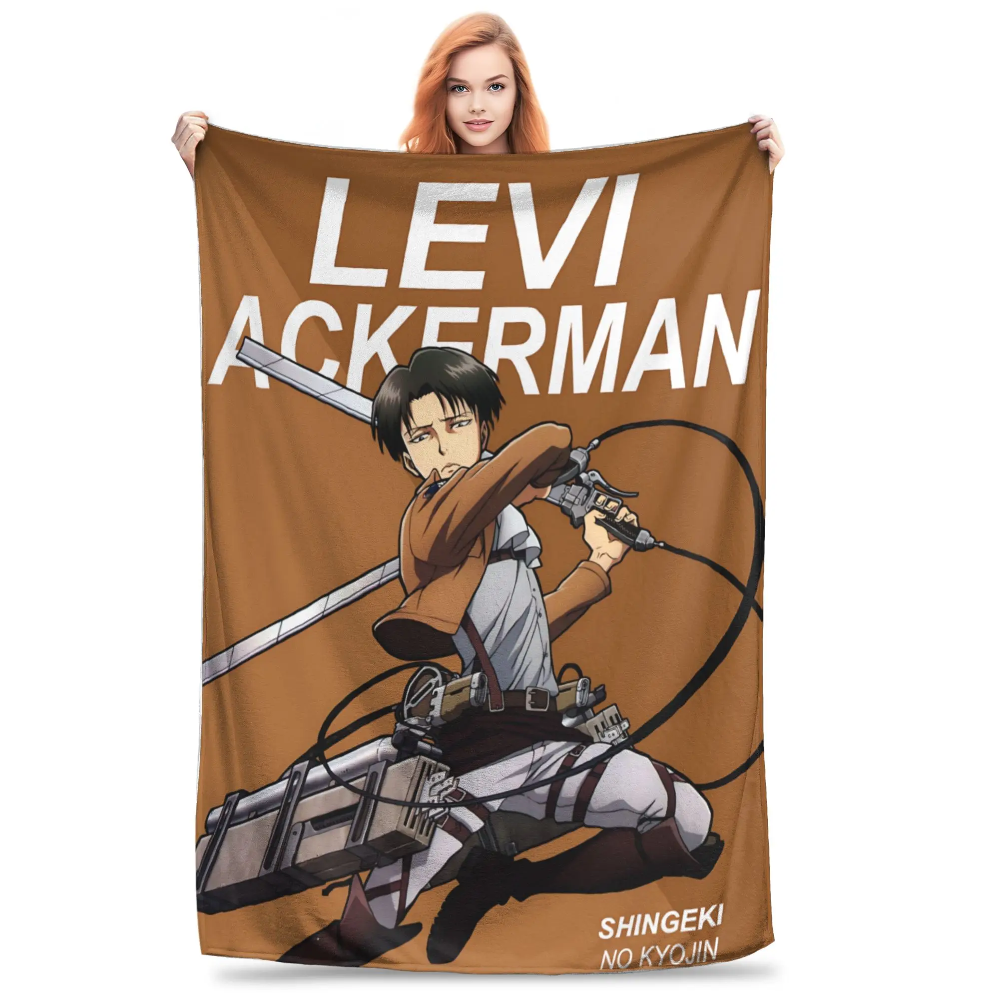 1PC Attack on Titans Levi Ackerman   home room decorations Winter Blankets for Adults Bedding Home Interior Sofa Knee