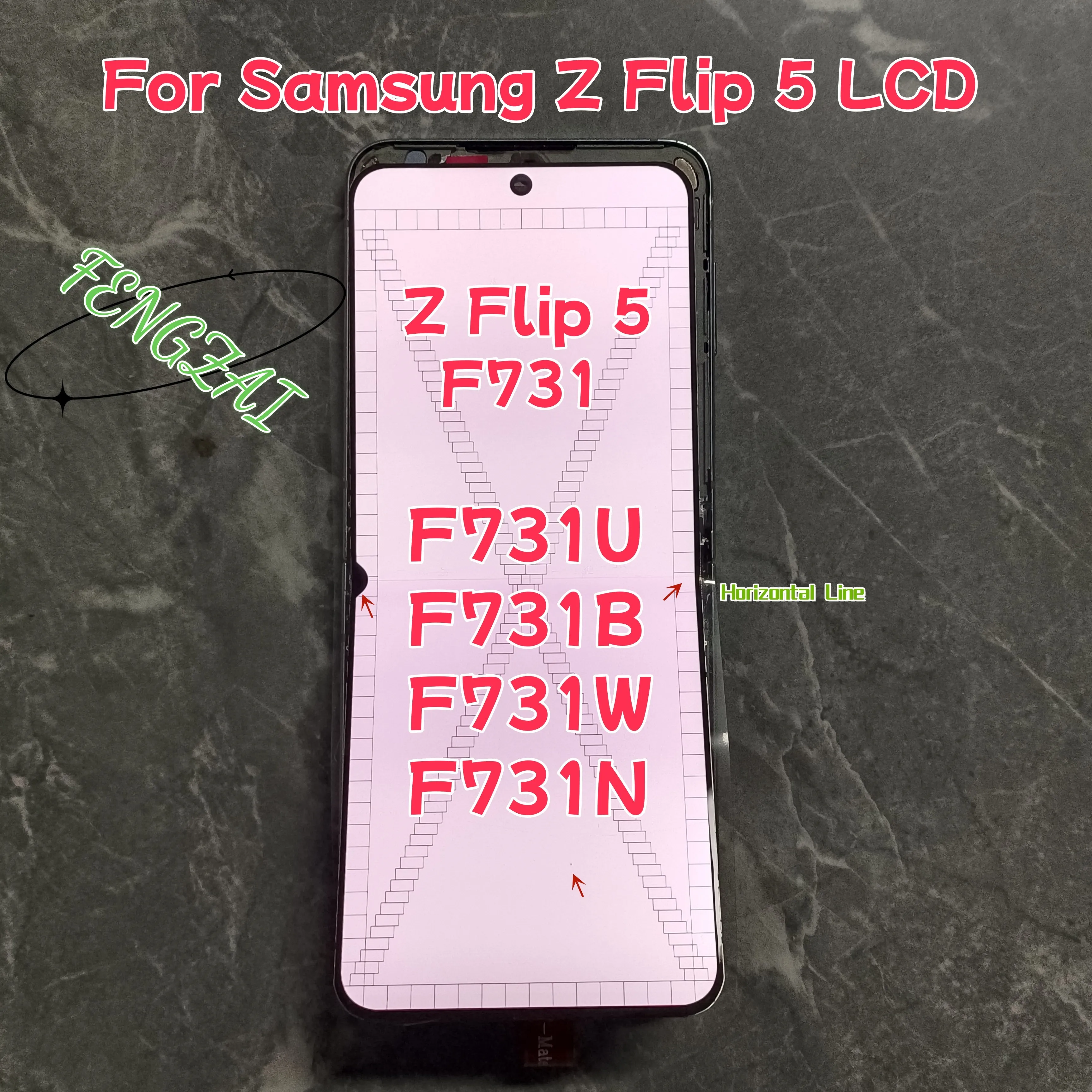 

6.7" Amoled For Samsung Galaxy Z Flip 5 Lcd Display F731 F731b F731u Lcd Touch Screen Digitizer Assembly With Defects Z Flip5