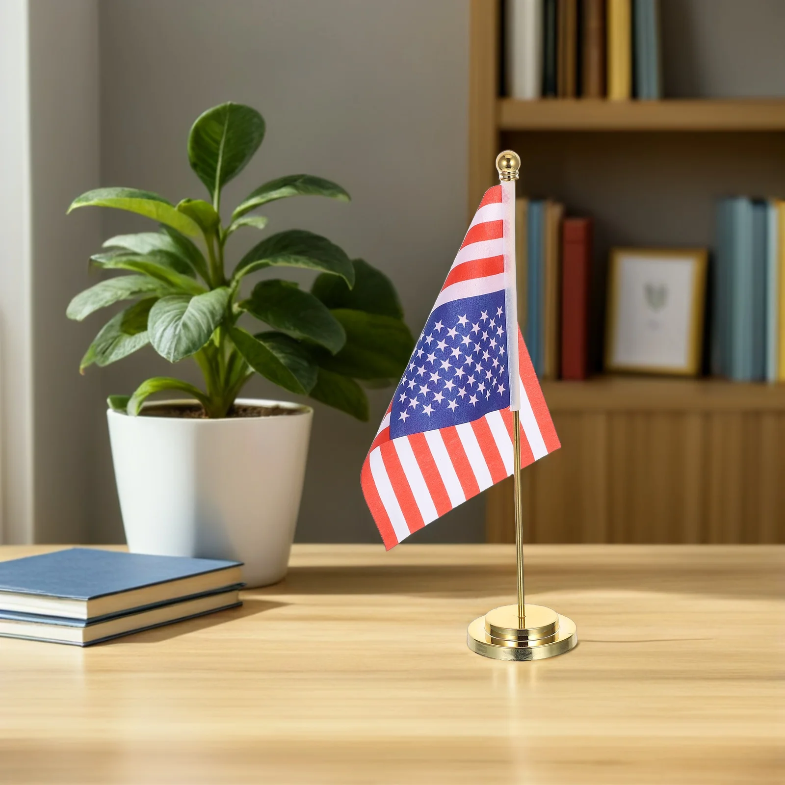 

American Desk Flag Mini Usa Table Flag Ornament Iron Stand Office Home Patriotic Desktop Decoration Table Flags Office