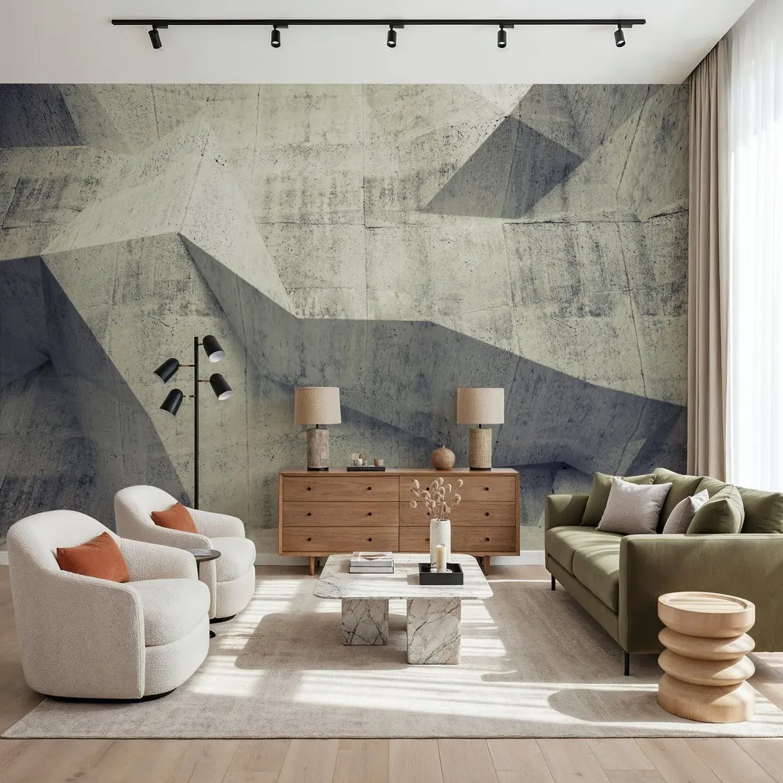Custom Concrete Shapes Warm Gray Wallpaper for Walls Made to Measure Large Wall Mural