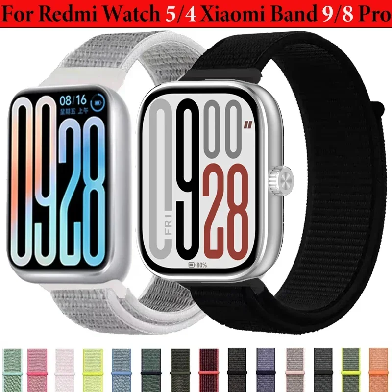 

Нейлоновый ремешок с петлей для Redmi Watch 4, 5, 6, браслет, умные часы, дышащий браслет для Xiaomi Mi Band 8 Pro/9 Pro, аксессуары для ремня