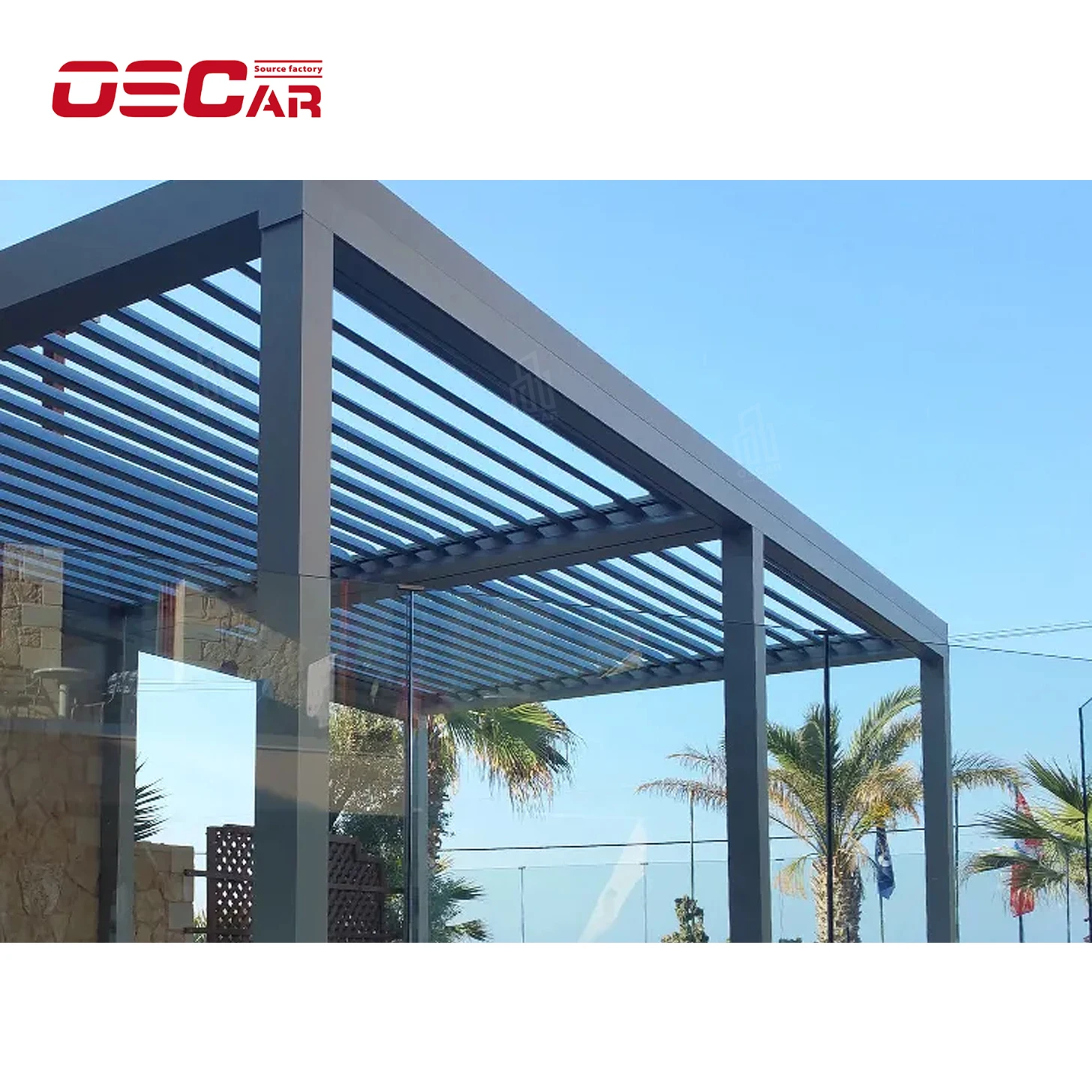 

Modern 3x3 3x4 Waterproof Retractable Manual Louvered Roof Bioclimatic Aluminium Pergola Retractable Louver