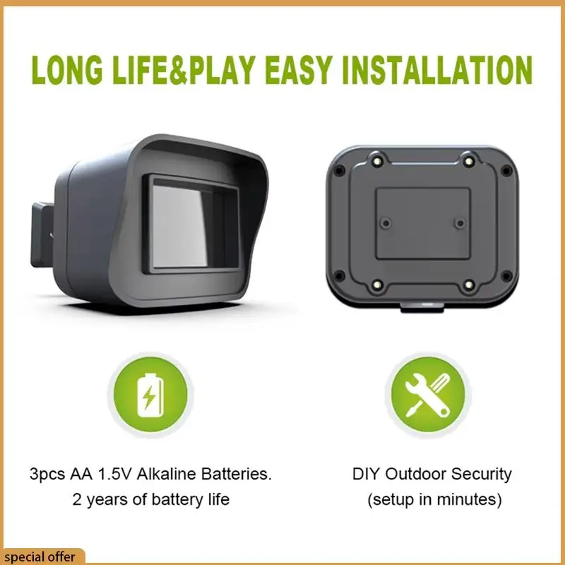 A68Z For Alexa Compatible Smart Outdoor Home Security-Weather Resistant Wifi Motion Sensor Detector With Remote APP Notification