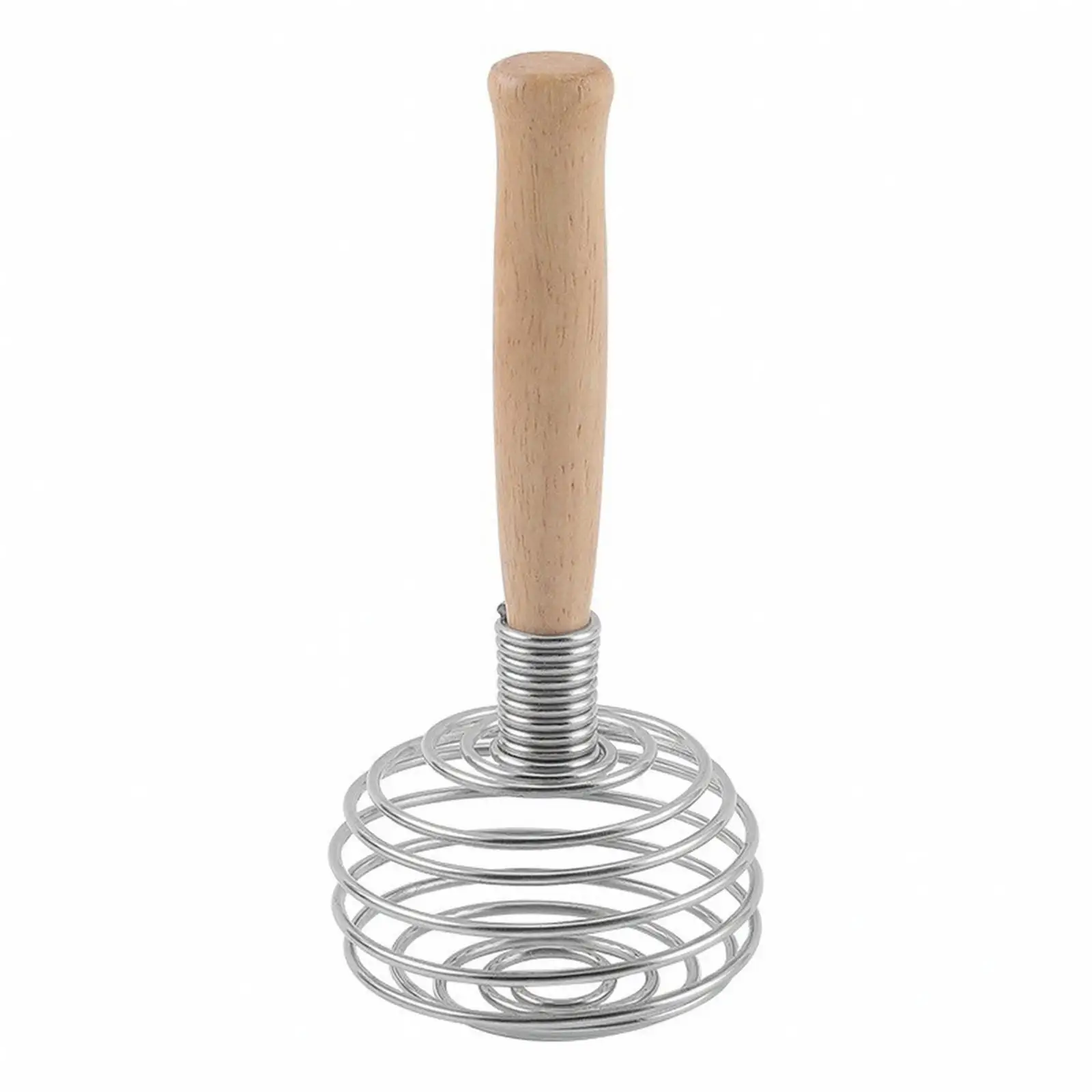 Hand Egg Beater Whisk 17cm Stainless Steel Coil Wooden Grip Cooking Tool for Quick Sauce and Pancake Mixing
