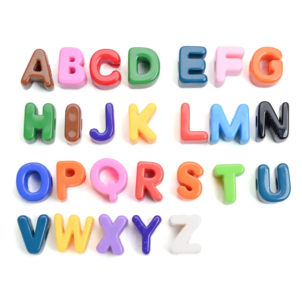 10Pcs 15-21mm Solid Color Acrylic Alphabet Beads A-Z, Mixed Letter Flat Beads For DIY Bracelet, Keychain Custom Jewelry Making
