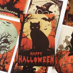 Halloween Postcards Pumpkin Bat Greeting Cards Happy Halloween Party Decor Scary Invitation Card Kids Birthday Party Supplies