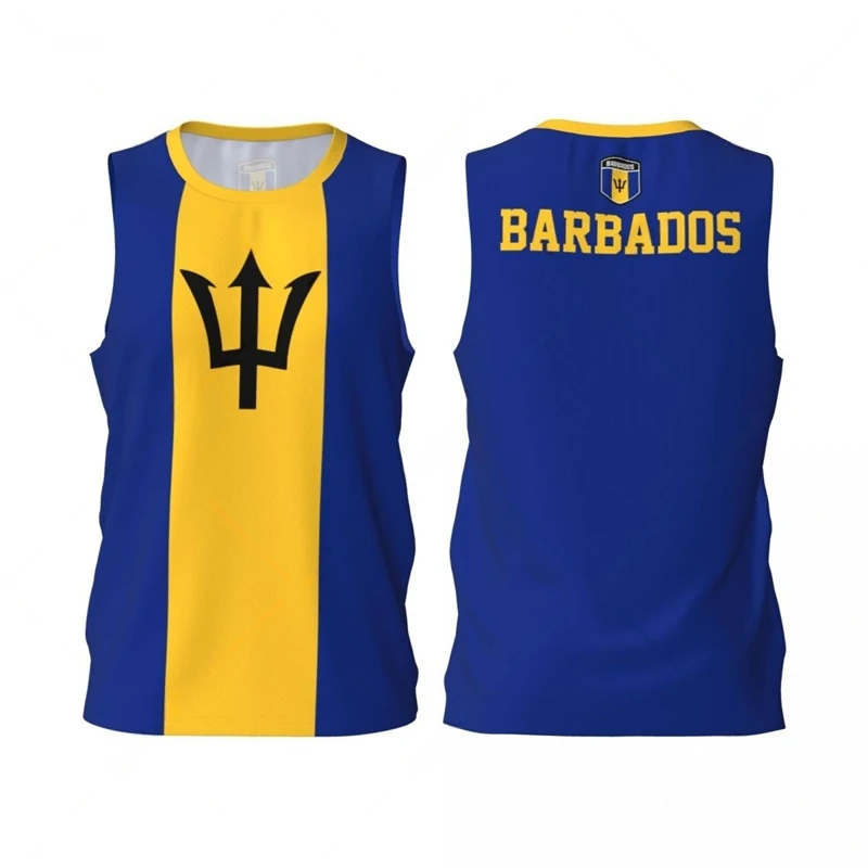 Barbados Flag Basketball Jersey Fashion Casual 3D National Emblem Printed Sports T Shirt Loose Quick Dry Breathable Tees Tops