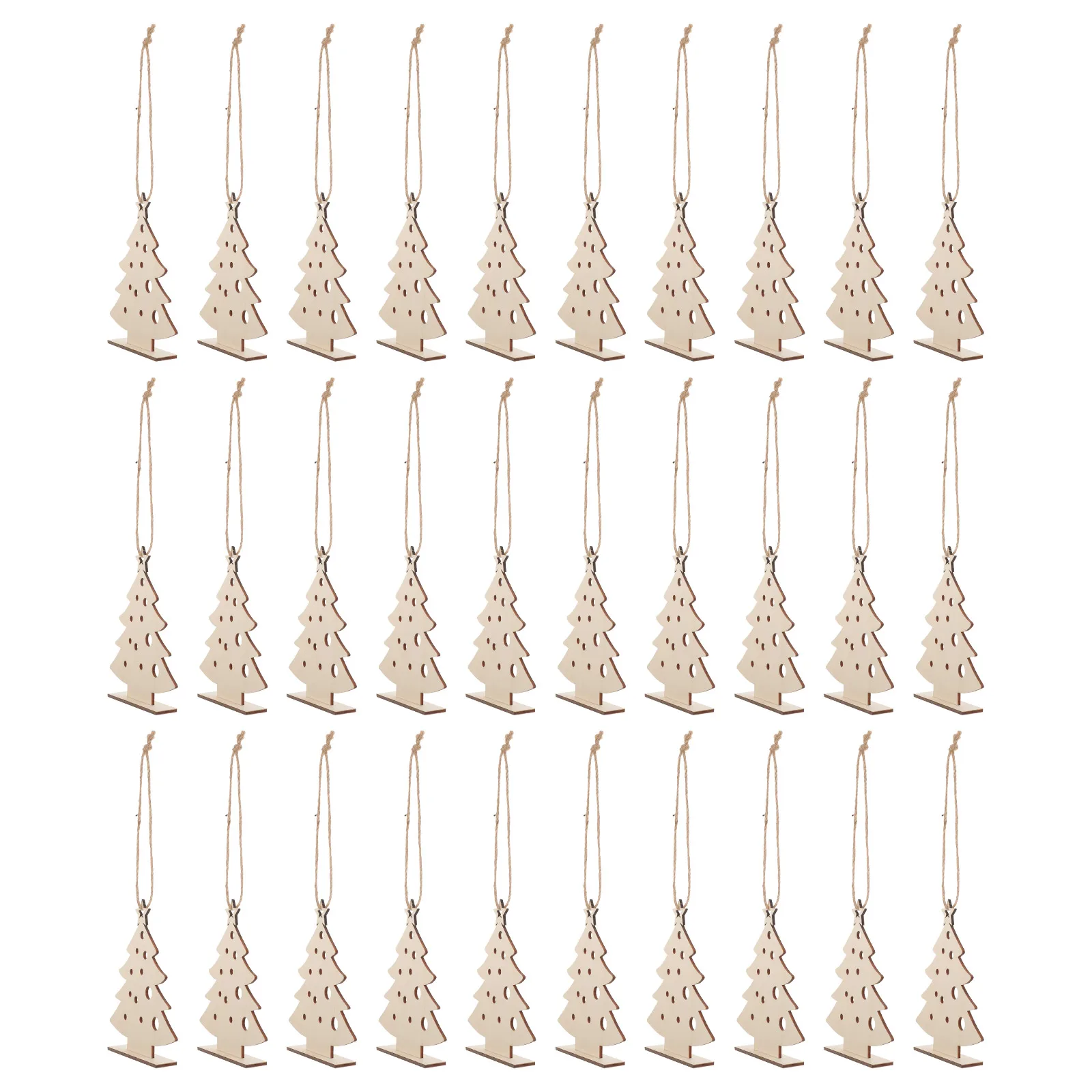 

30 Pcs Christmas Wood Cutouts Unfinished Crafts Decor Wooden Tree Farmhouse Shape DIY Blank Slices Embellishments