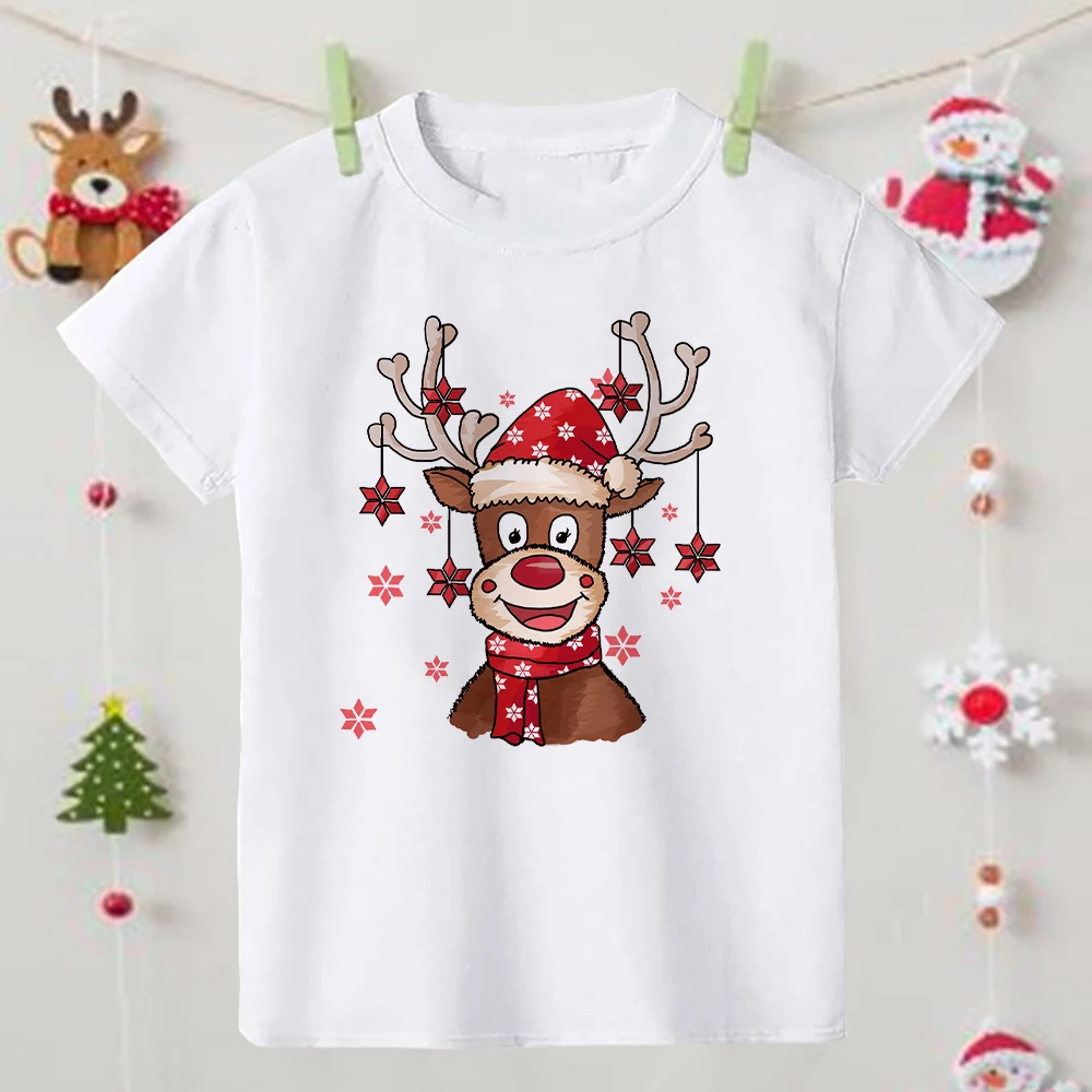 Christmas Family Matching Outfits Xmas Party Best Present Christmas Deer Print Daddy Mommy and Daughter Son T Shirt Family Look