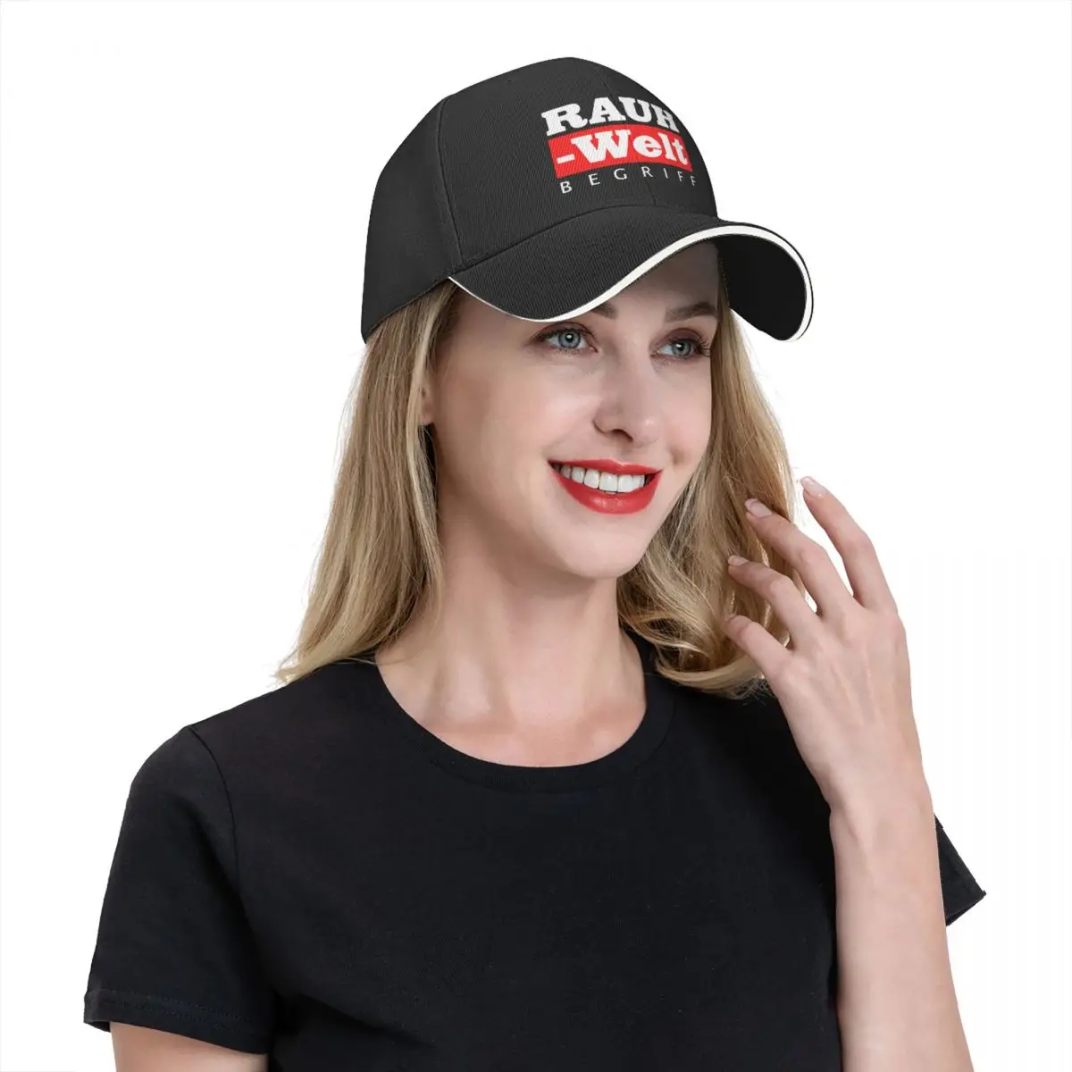 Rauh Welt Begriff Logo topi bisbol katun Solid, topi bisbol dapat disesuaikan