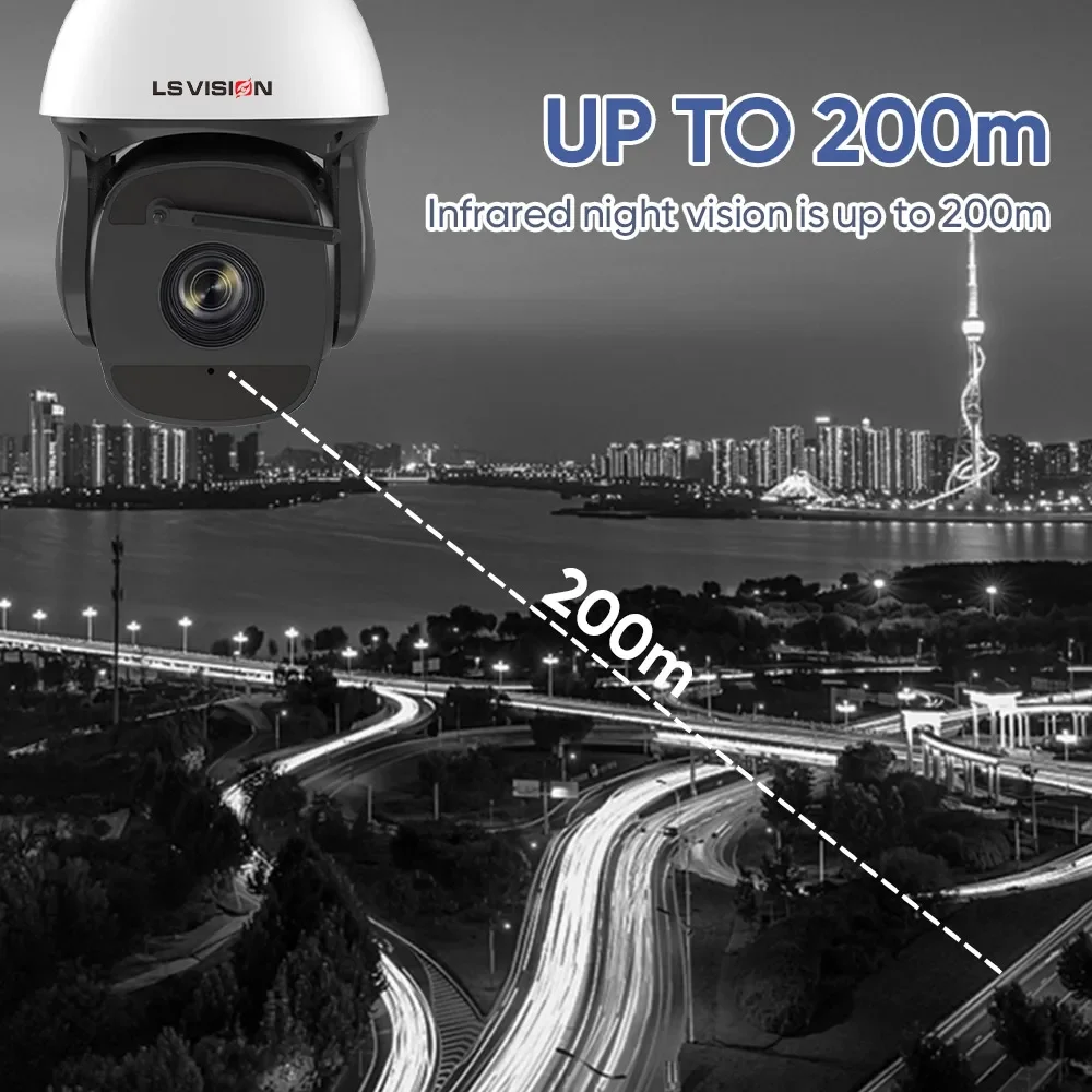 LS VISION 2MP 44x Zoom/ 4MP 32x Zoom/ 8MP 37x Zoom 200m IR IK10 AI Intelligent Video Analysis High Speed Dome IP PTZ Camera