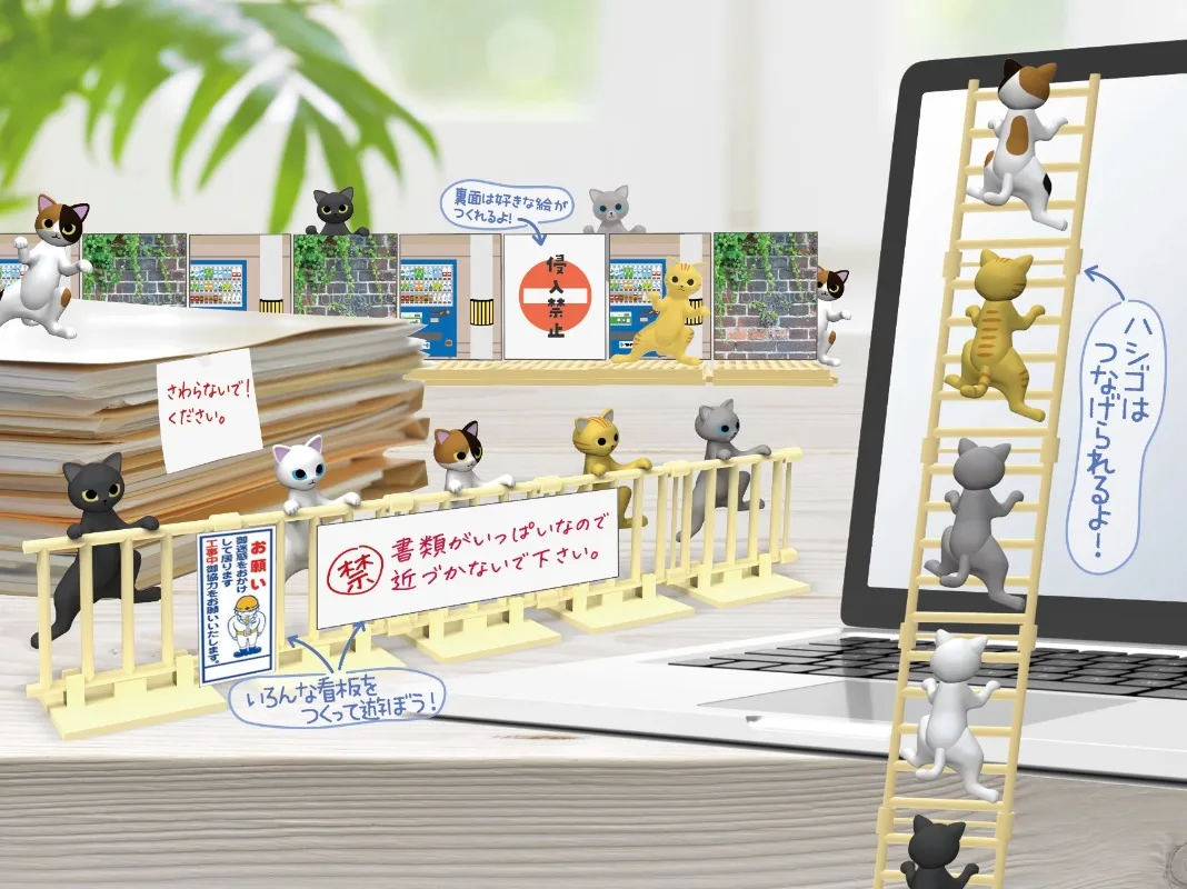 Kawaii اليابان Gashapon لعبة الكبسولات تمثال لطيف القط سلم أنيمي الشكل نموذج مصغر إكسسوارات دمي