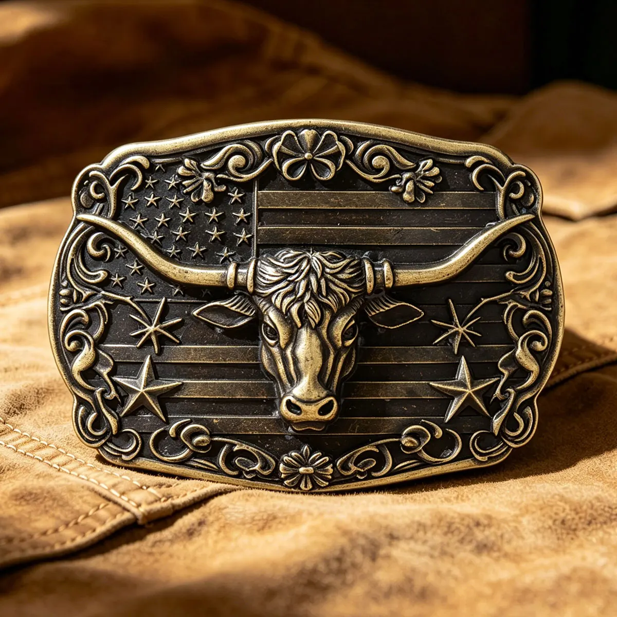 Retro Western Longhorn Bull Belt Buckle Fashionable Leather Accessory Classic Cowboy Trend