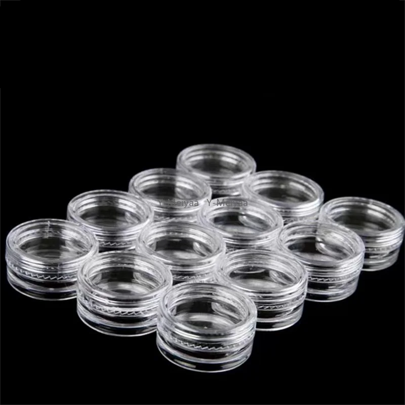 50/100pcs 2.5g Sample Clear Cream Jar Cosmetic Bottles Containers Transparent Pot For Nail Arts Small Clear Can Tin For Balm ﻿