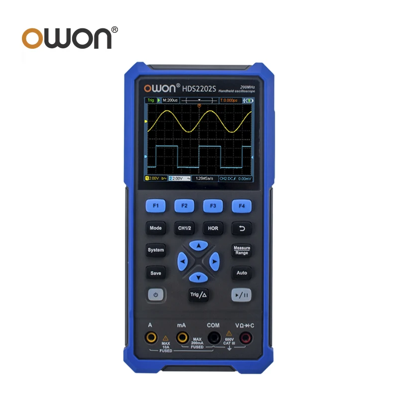 OWON HDS242S HDS272S HDS2102S HDS2202S Handheld Digital Oscilloscope 200MHz 1GSa/s 2CH+1CH Generator USB Type C 3.5inch 14 bits