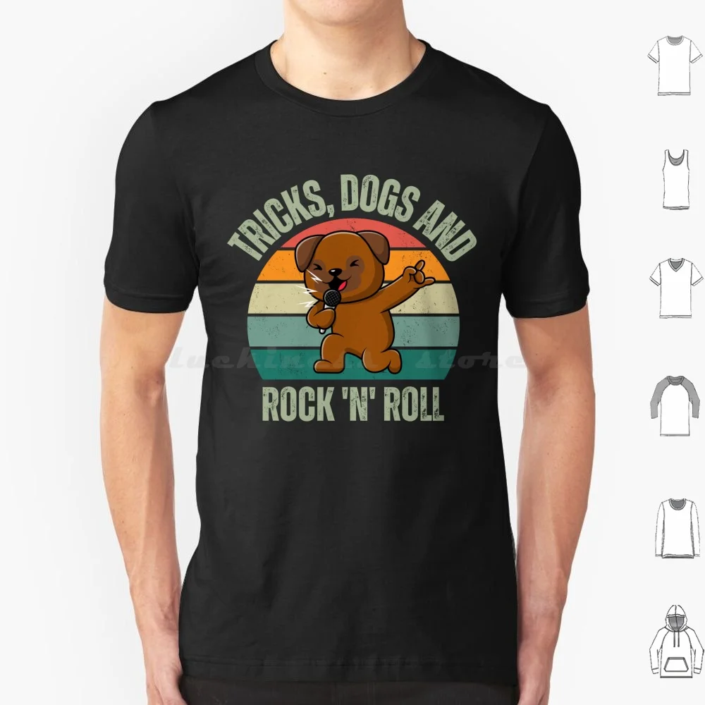 Camiseta de trucos, perros y Rock 'n' Roll (perro cantando), camiseta fresca de algodón 6xl, divertida camiseta humorística para perros y roll, broma para perros