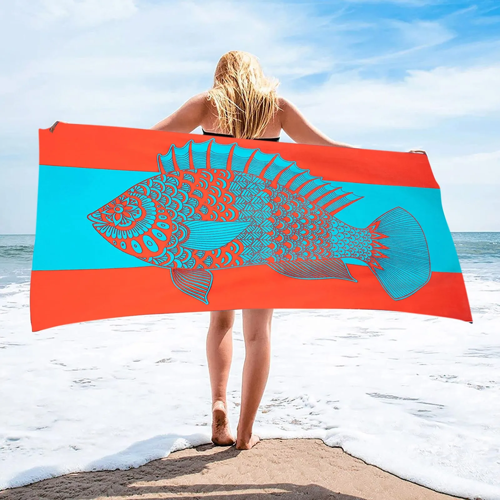 Animals Printed Quick-dry Microfiber Beach Towel Large Sport Towels Camping Accessories Sea Surf Poncho Travel Camping Women Men