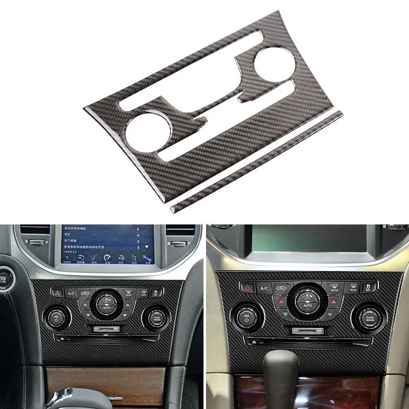 Car Interior Accessories Soft Carbon Fiber For Chrysler 300 300C 2011 2012 2013 2014 Central Air Conditioner Knob Panel Trim