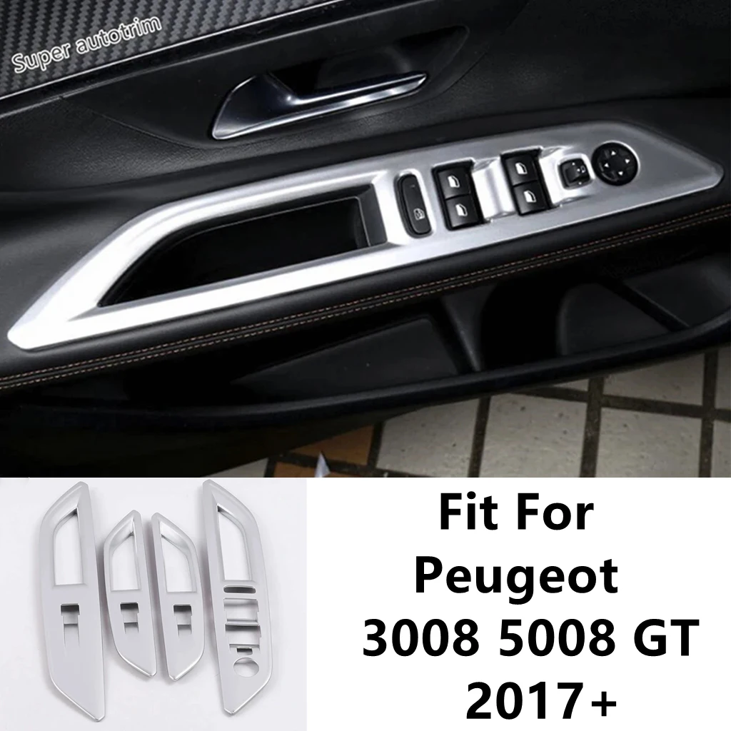 

Car Inner Door Window Lift Switch Panel Decoration Cover Trim For Peugeot 3008 5008 GT 2017 - 2023 Matte Accessories Interior