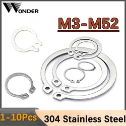 M3-M52 304 Stainless Steel Retaining Clip Snap Ring C Type Washers External Circlip for Bearing Shaft