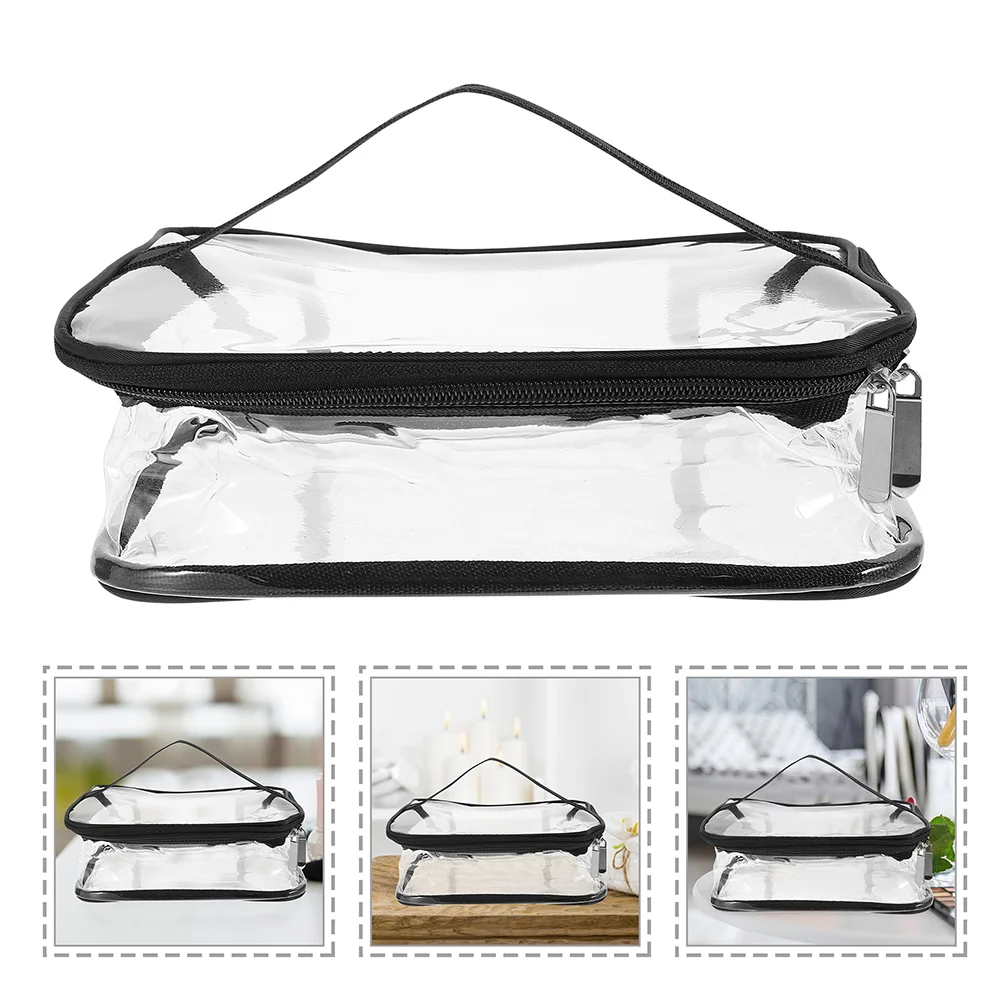 Skin Care Transparent Portable Lunch Bag Travel Carryon Ring Pvc Clear Toiletry with Handle