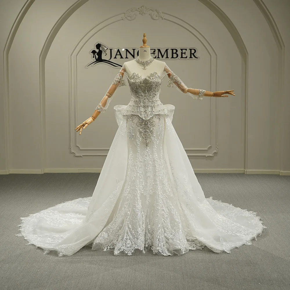 

Beaded Bride Gown 2026 High Collar Mermaid Chapel Train Wedding Gown For Women Bride Dresses Customized Vestidos De Novia