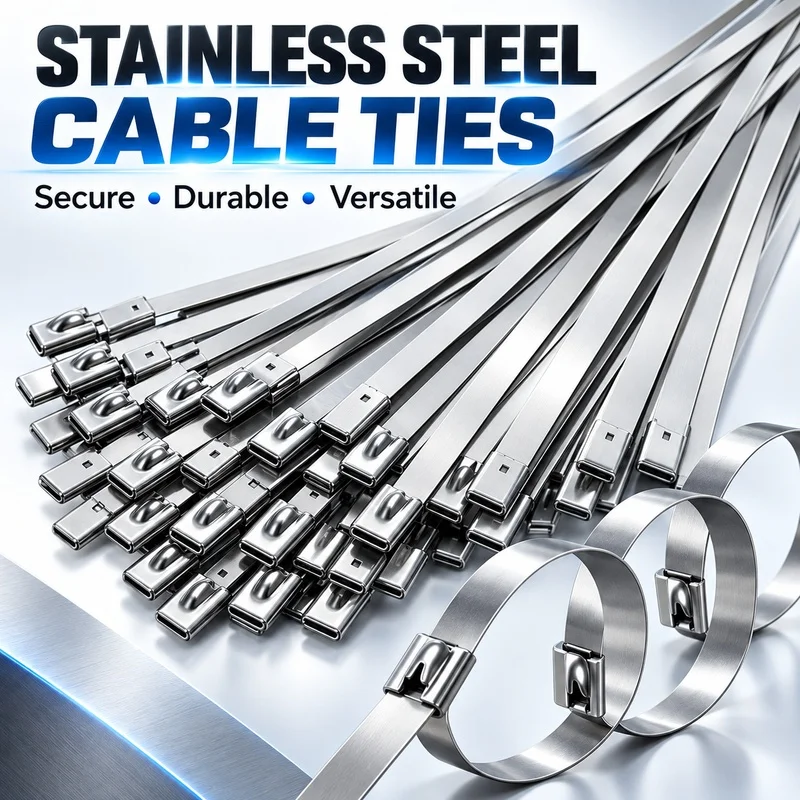 304 Stainless Steel Self-Locking Cable Ties Heavy Duty Metal Zip Ties Strength Marine Grade Electrical Wire Fastening Straps
