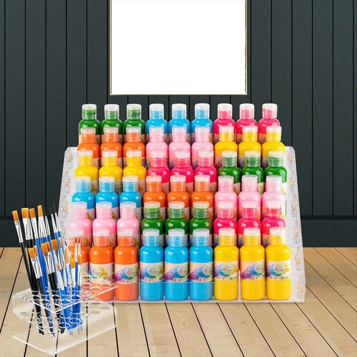 【a03r】-6-tier-acrylic-paint-storage-box-24-slot-paint-brush-holder-for-storing-2-oz-paint-bottles-paint-tubes