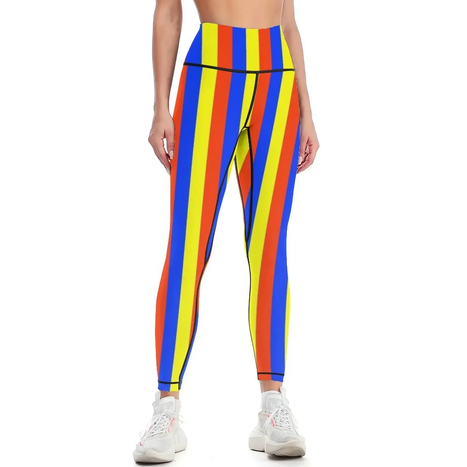 

Primary Colors Stripes Leggings high waist sports for Jogger pants sports tennis for Womens Leggings