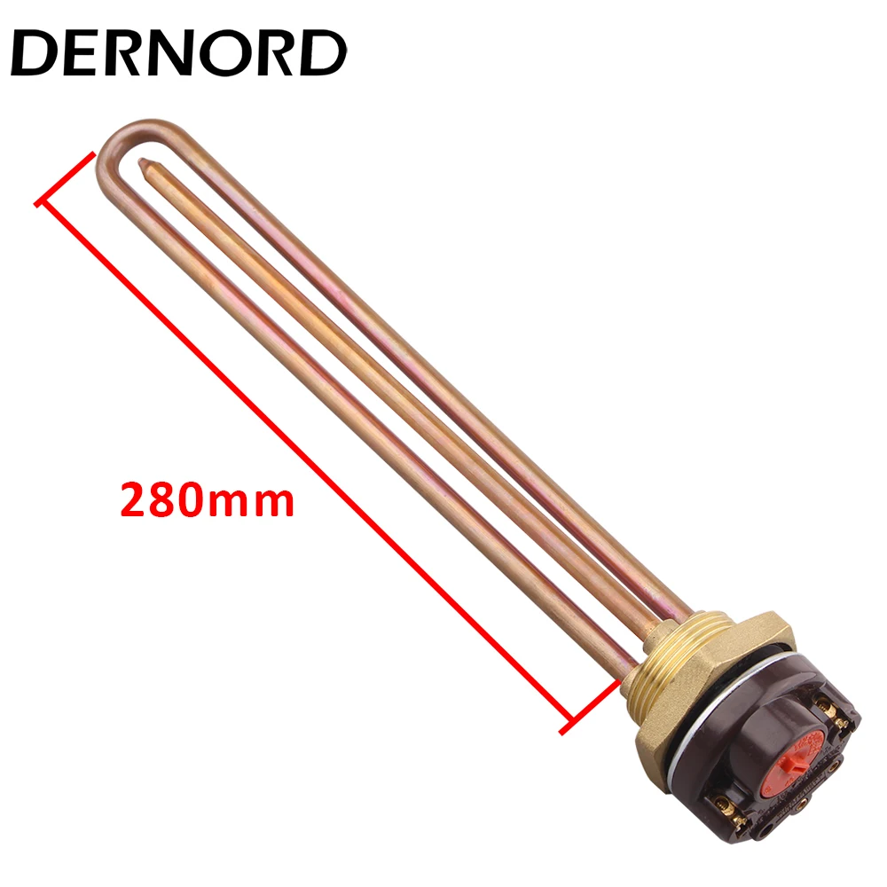 DERNORD 220v Electric Water Heater Thermostat Adjustable Temperature Switch DN32 1 1/4'' Immersion Heating Element 1500w
