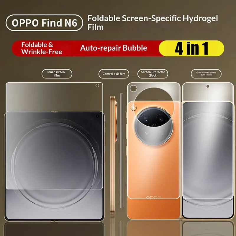 

4 In 1 Matte Hydrogel Soft TPU Film For Oppo Find N6 Inner Outer Hinge Sticker For Oppo Find N5 N3 Full Cover Screen Protector
