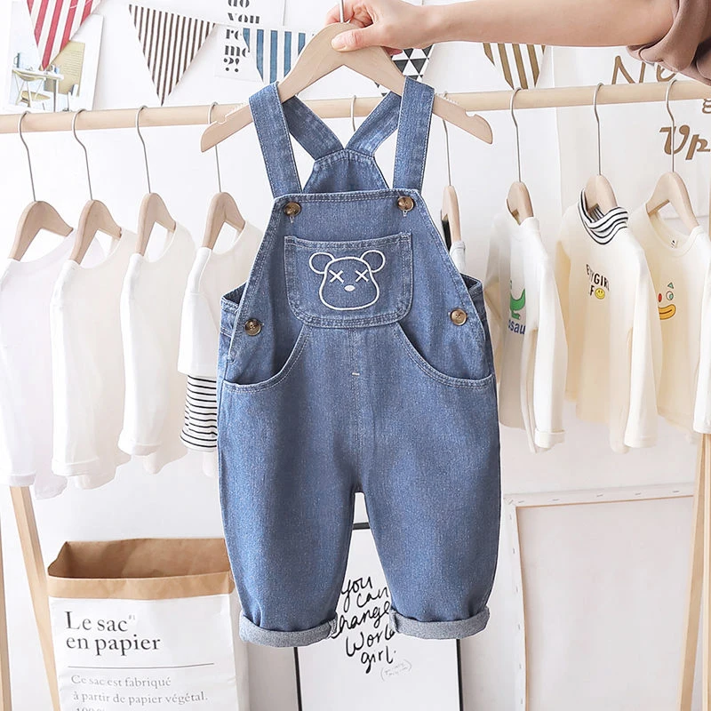 DIIMUU Toddler Baby Clothing Kids Boys Overalls Girls Wear Denim Pants Casual Dungarees Long Trousers Fashion Rompers 1-4T