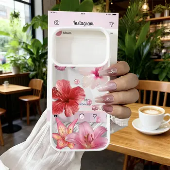 粉紅百合花圖案手機殼,適用於 iPhone 17 Pro Max 17 Pro 17 Air INS 可愛花卉透明防震硬殼糖果色手機殼 10 最佳銷售 漂亮的iPhone手機殼 - №9