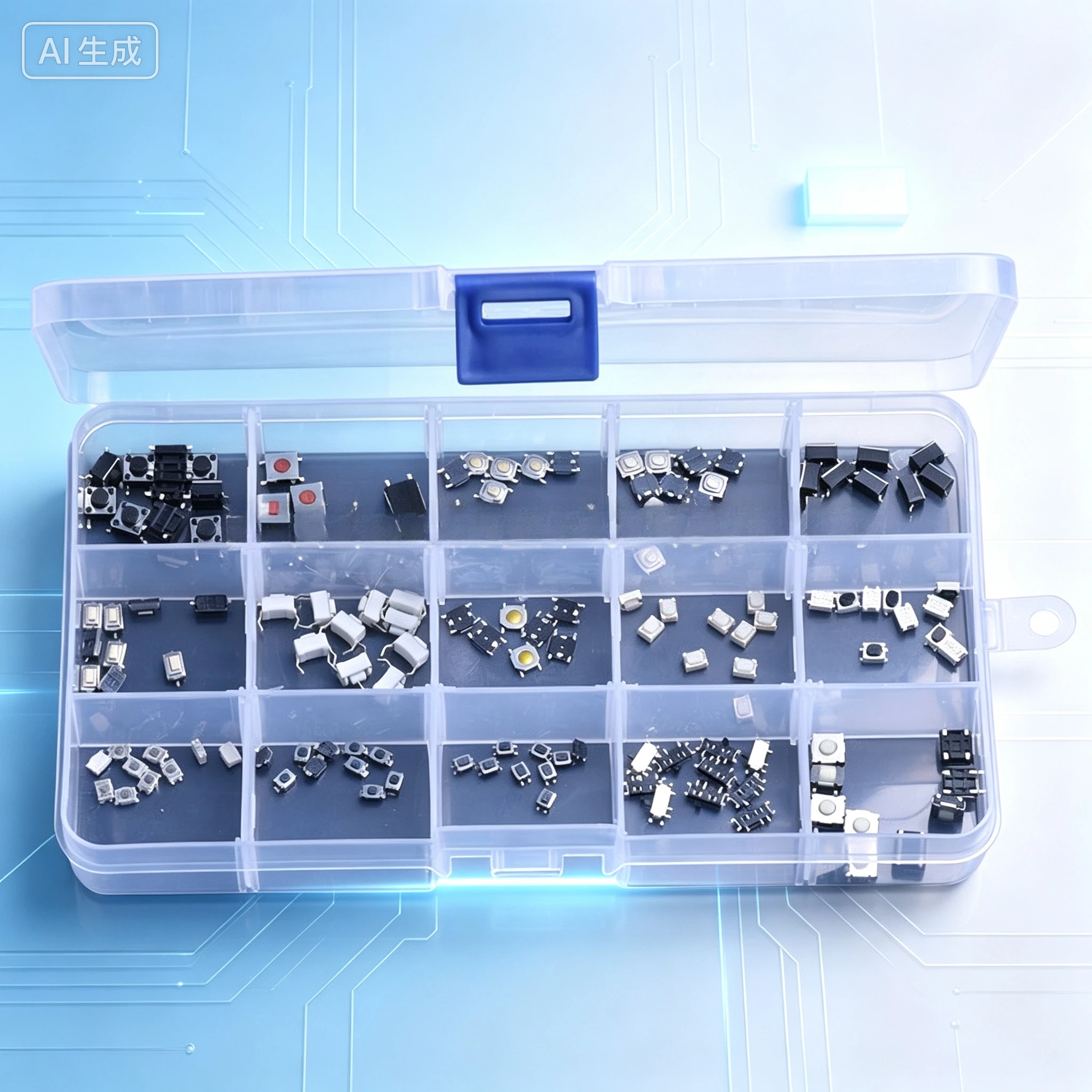 For Car Remote Touch Switch Assortment Kit, SMD Tact Buttons 3 / 4 / 4 / 3 / 6 Total 150 pcs
