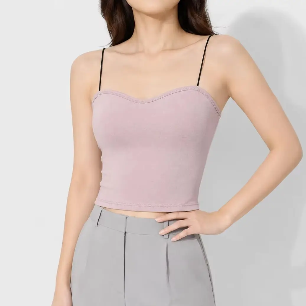 Thin Spaghetti Strap Camisole for Women Sweetheart Neck Form Fitting Minimalist Daily Wear Tank Top