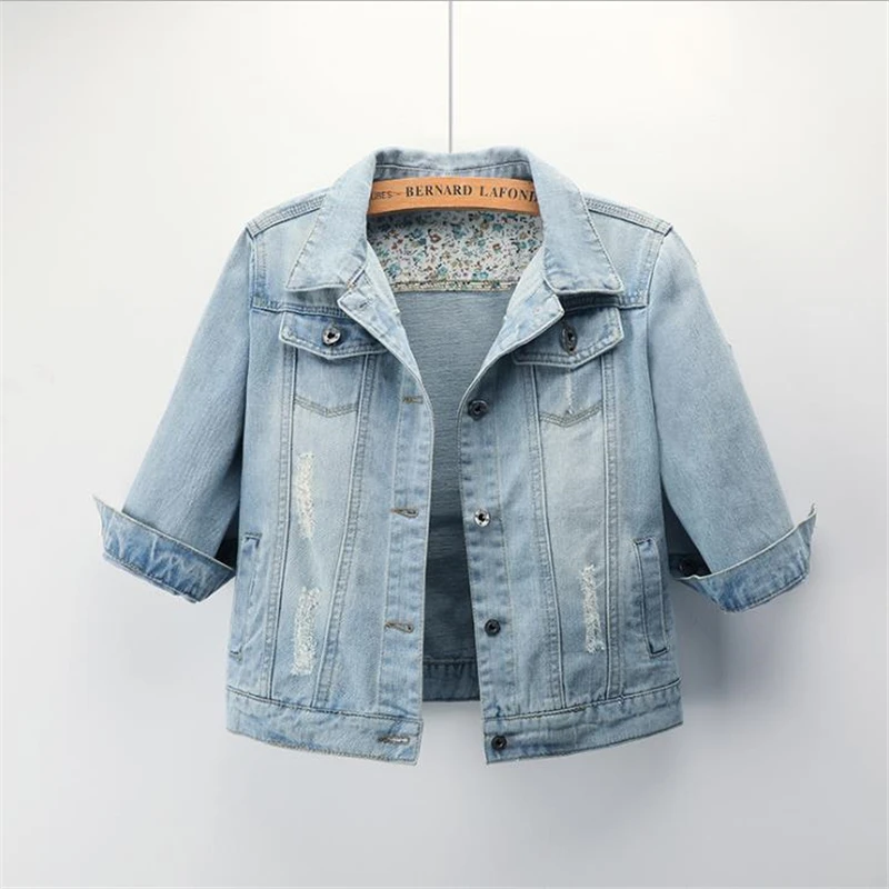 Spring Hot Sale Denim Jackets Female Denim Coats Overcoat Outerwear Tops Woman Fall Hot Sale Vaquero Abrigo Lady Slim Manteau