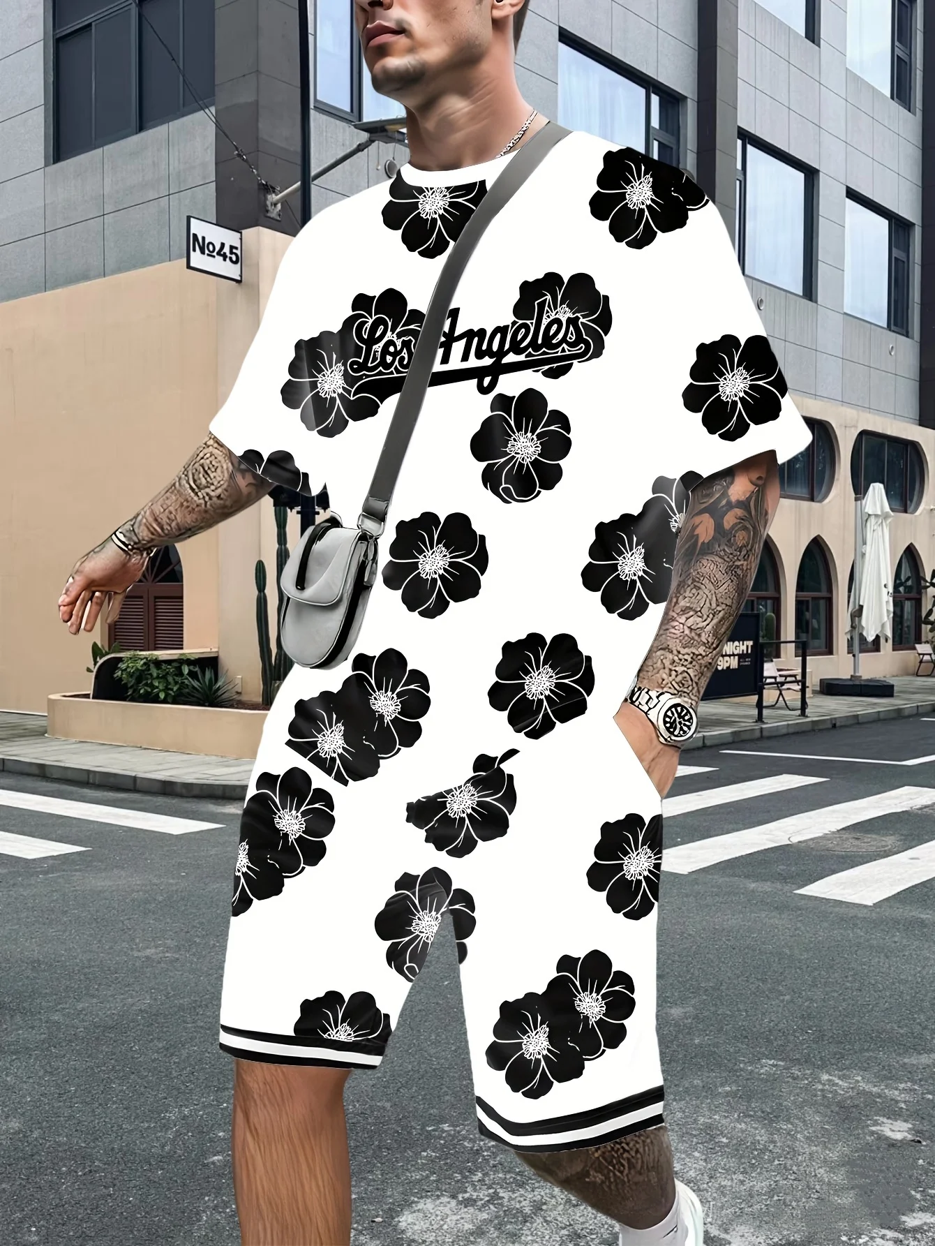 

Лето 2022, хит продаж, шорты с короткими рукавами и принтом для пляжного отдыха, комплект для взрослых, спортивный модный уличный повседневный мужской костюм