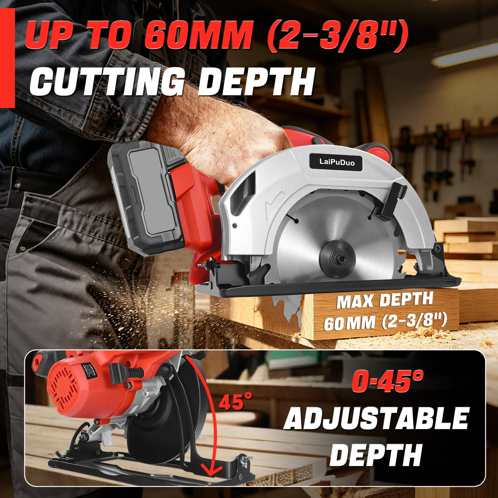 7Inch Cordless Circular Saw 1100W Brushless Electric Woodworking Cutting Saw Wood Metal Plastic DIY For Milwaukee 18V Battery
