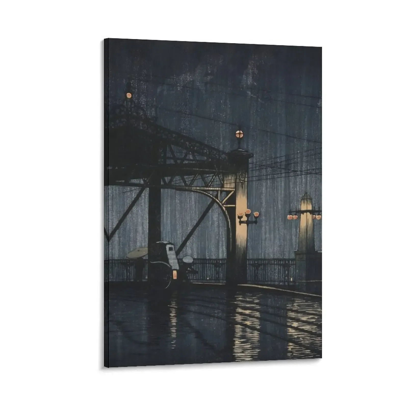 

Night Rain on Shinohashi Bridge Canvas Painting poster anime Decoration for bedroom home decorations Home decoration