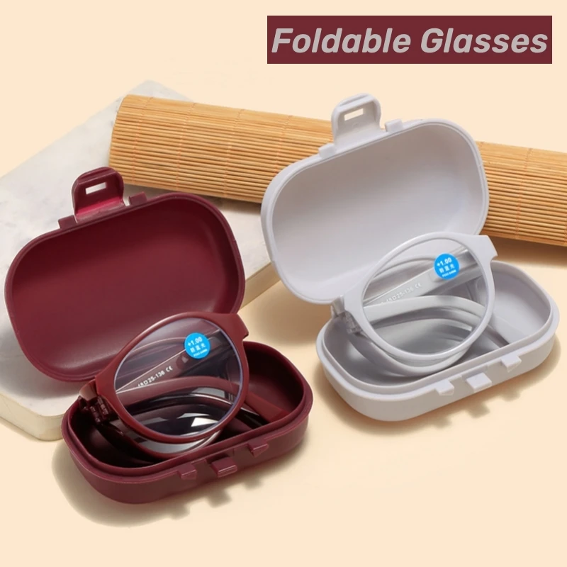 

Men Women Folding Small Reading Glasses Fashion Mini Design Far-sighted Eyewear with Original Box Portable Ultralight Eyeglasses