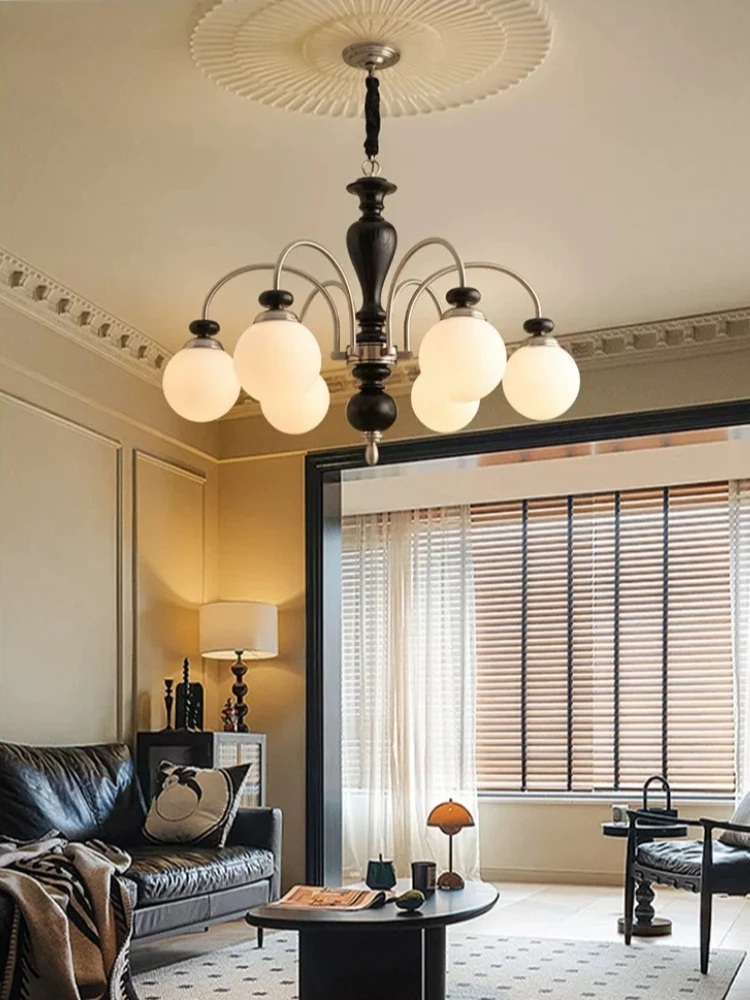 Middle ancient French retro chandelier bedroom living room main light magic beans Nordic style study dining room light