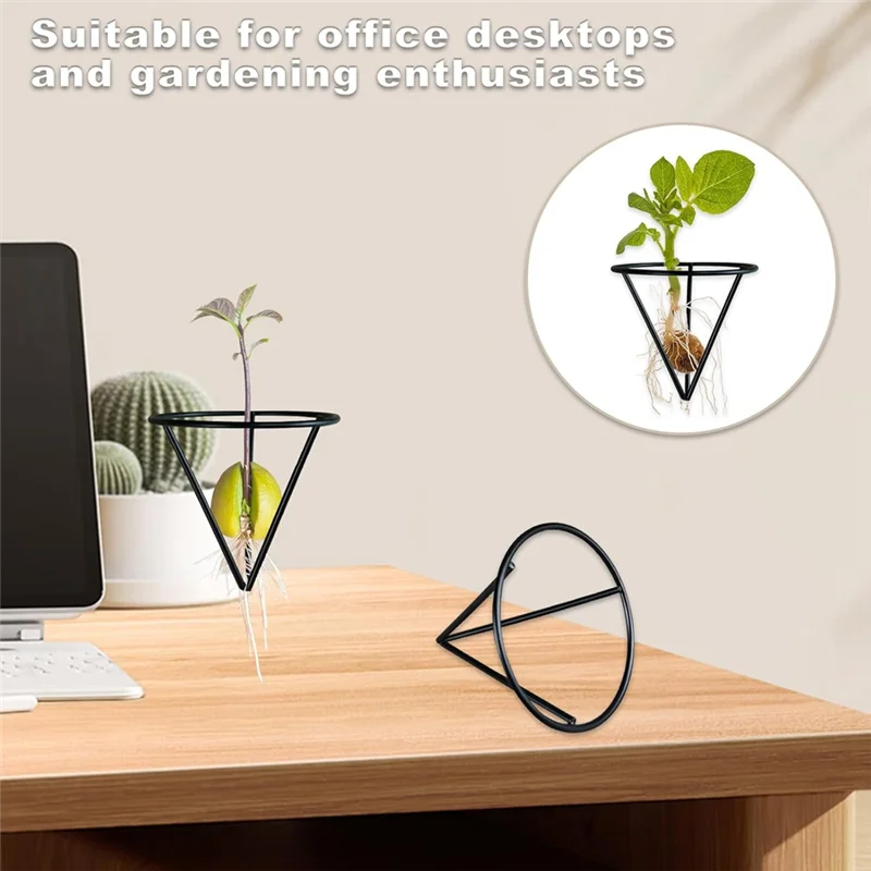 

T99C-4 Pieces Avocado Seed Growing Metal Stand For 3.15 Inch Wide Cup Root Seed Growing Stand Triangle Metal Stand For Seeds