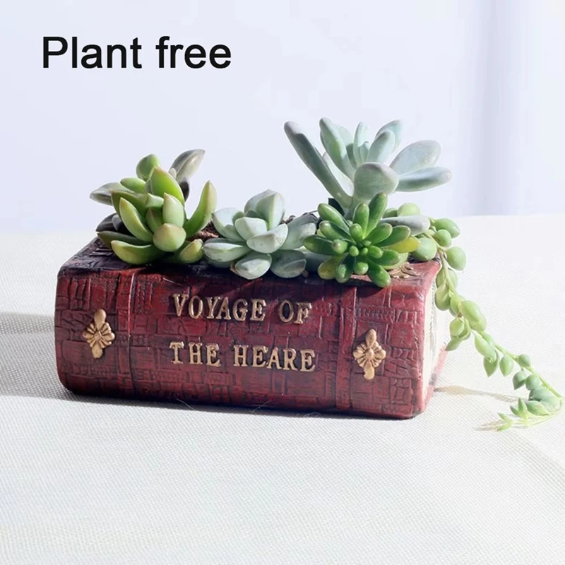 Retro Style Literature Book Succulent Flower Pot Resin Realistic Book Planter Durableuv-Resistant Plant Planter Garden