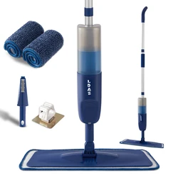 DARIS Spray Mop, 500ml Bottle, 3 Microfiber Mop Pads, Scraper, Mop Clip, Wet and Dry Use, Flat Floor Cleaning Mop